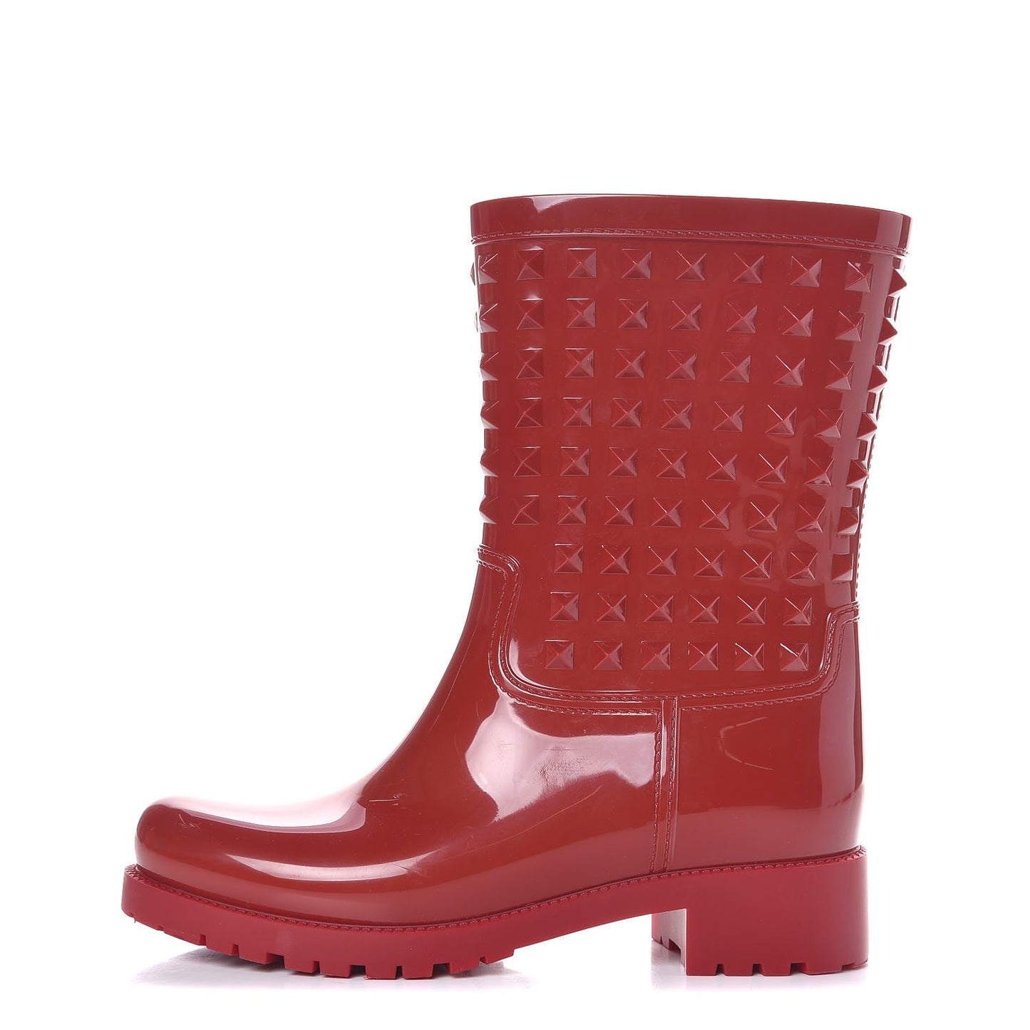 Rubber Rockstud Short Rainboots 39 Red
