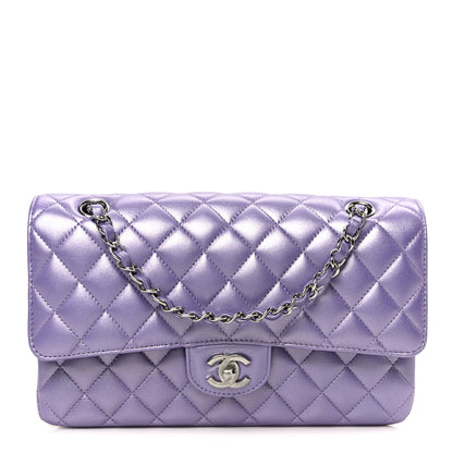 Chanel Metallic Lambskin Quilted Medium Double Flap Purple 1 of 11