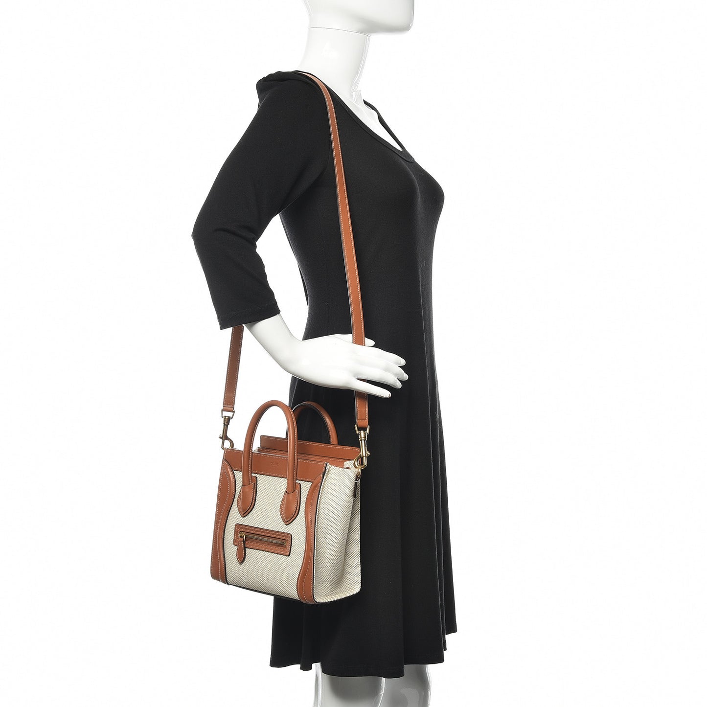 Textile Smooth Calfskin Nano Luggage Tan White