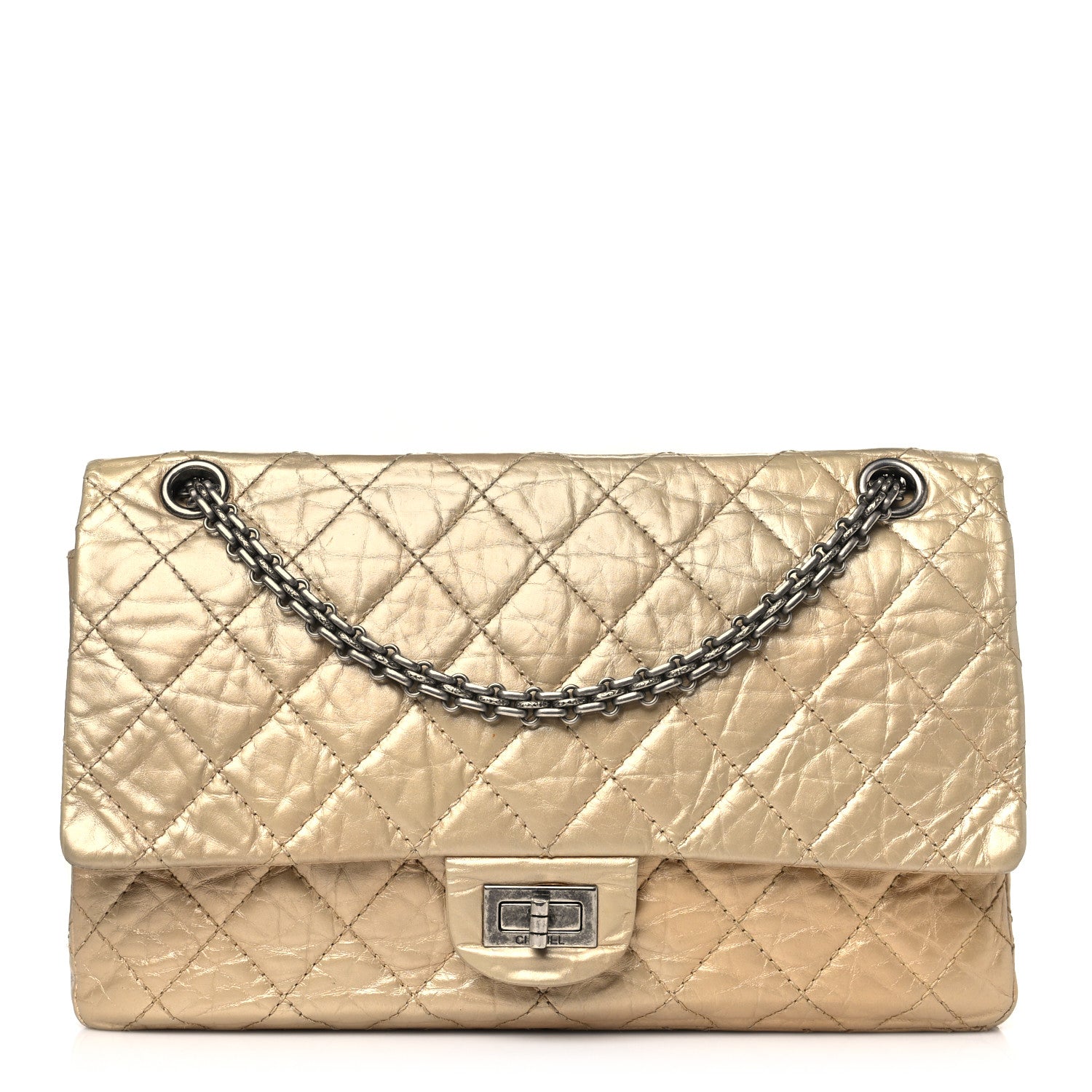 Chanel Metallic Aged Calfskin Quilted 2.55 Reissue 226 Flap Gold 1 of 10