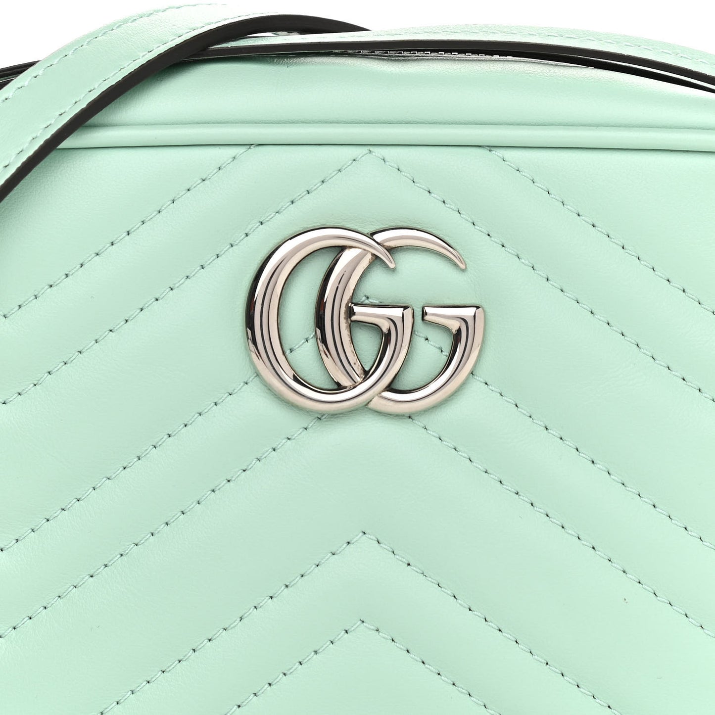 Calfskin Matelasse Mini GG Marmont Chain Shoulder Bag Water Green