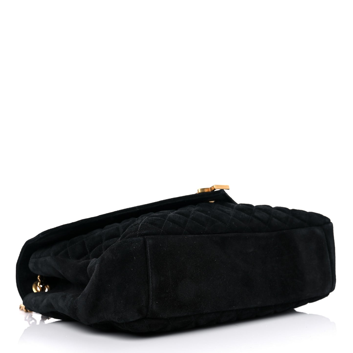 Suede Mixed Matelasse Tri-Quilt Large Monogram Envelope Satchel Black