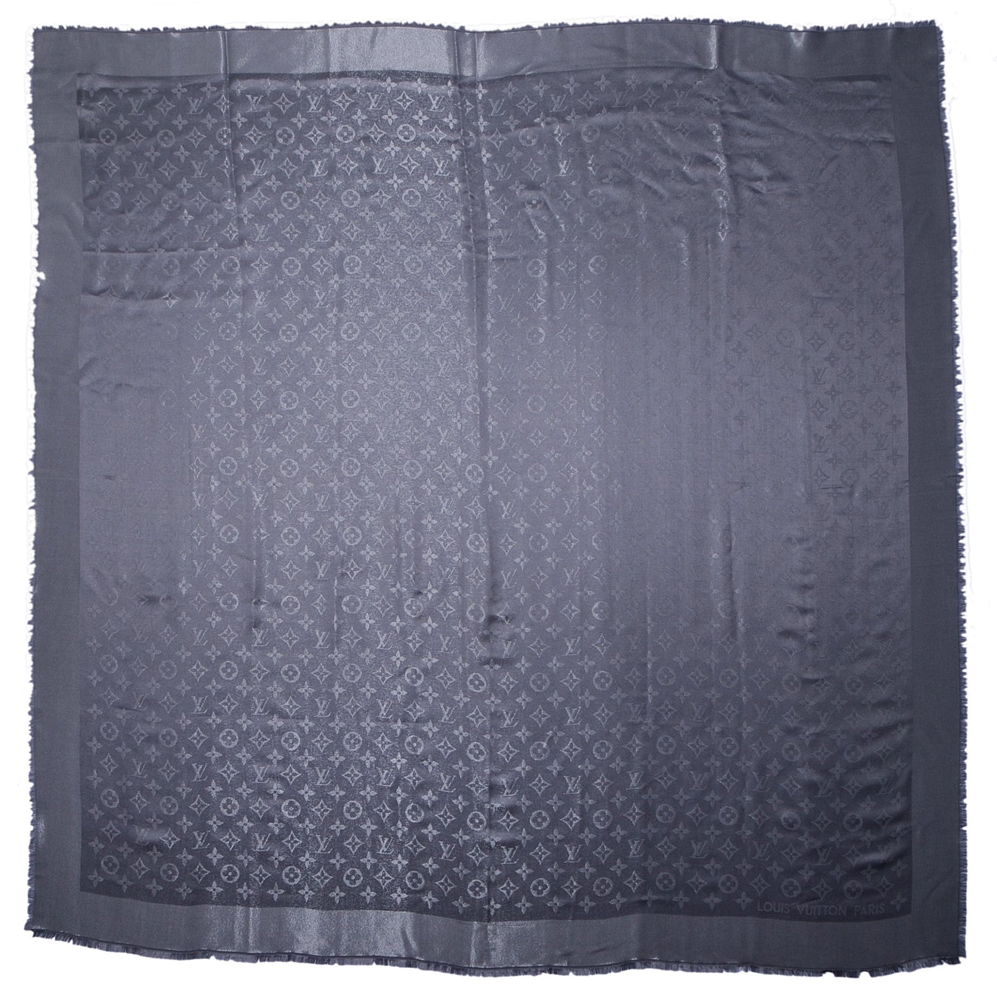 Monogram Silk Wool Shine Shawl Anthracite