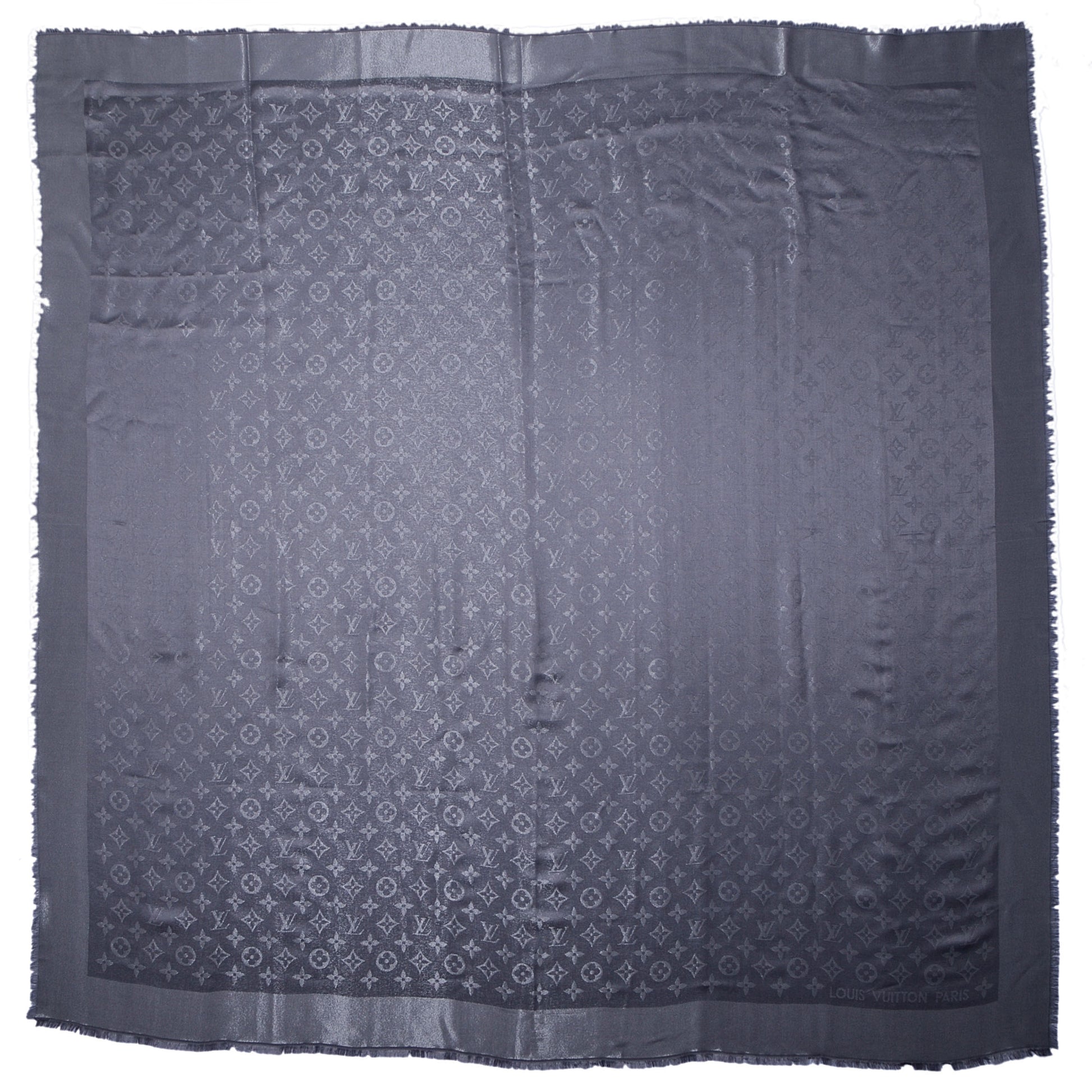 Louis Vuitton Monogram Silk Wool Shine Shawl Anthracite 3 of 5