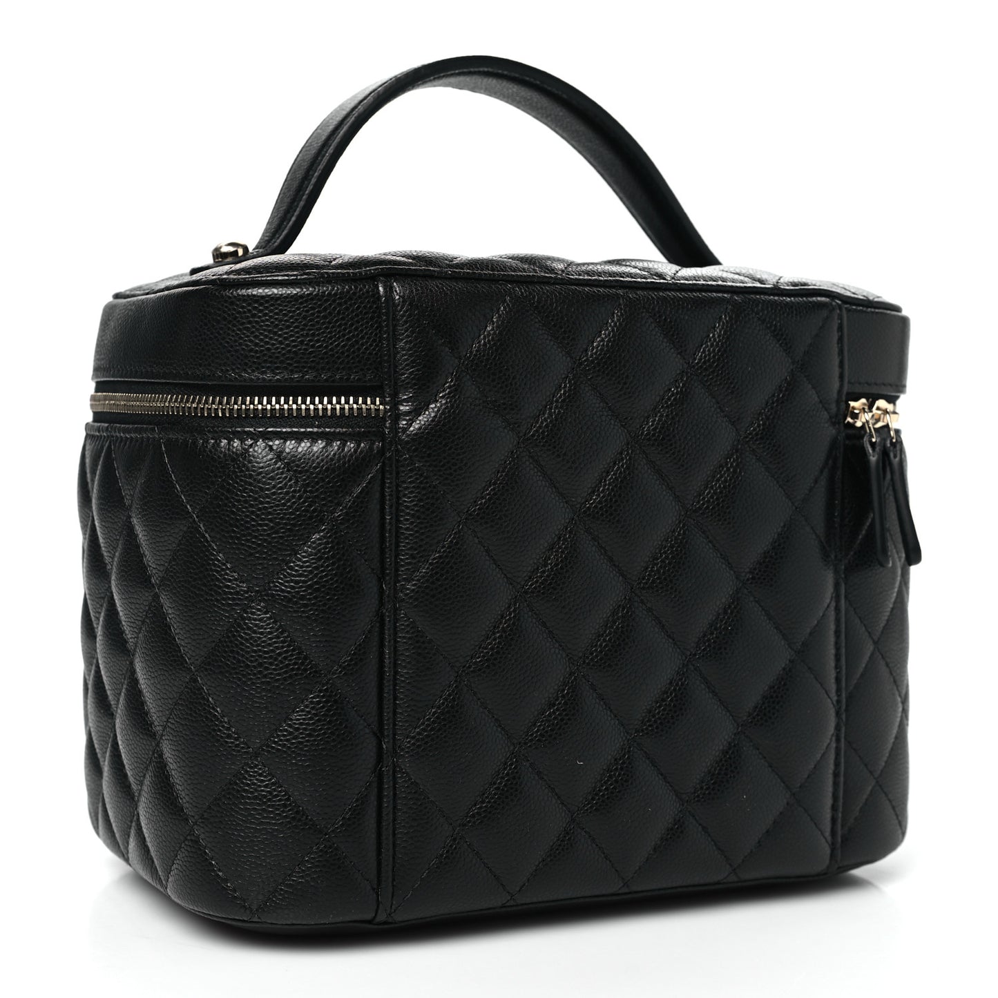 Caviar Quilted Large Vanity Pouch Black