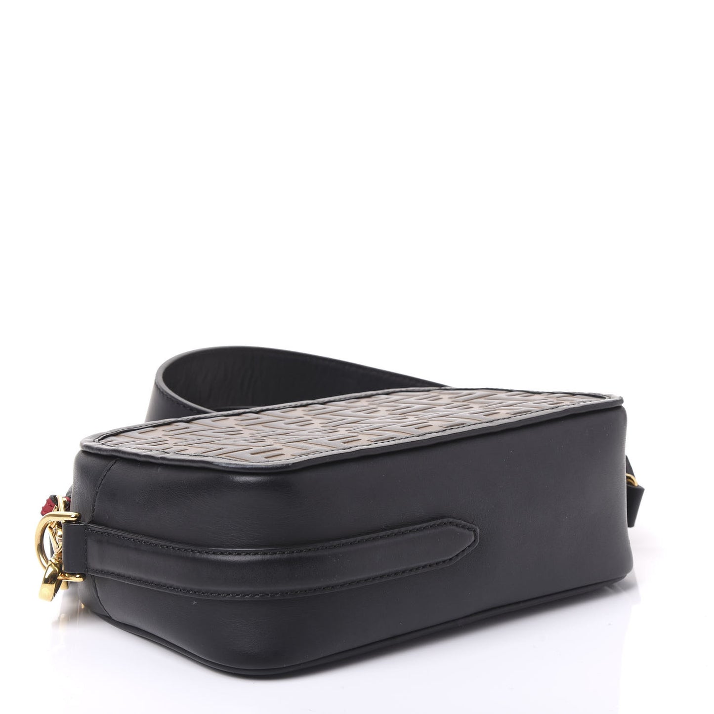 Vitello Century F is Fendi Bi-Color FF 1974 Embossed Camera Case Maya Black