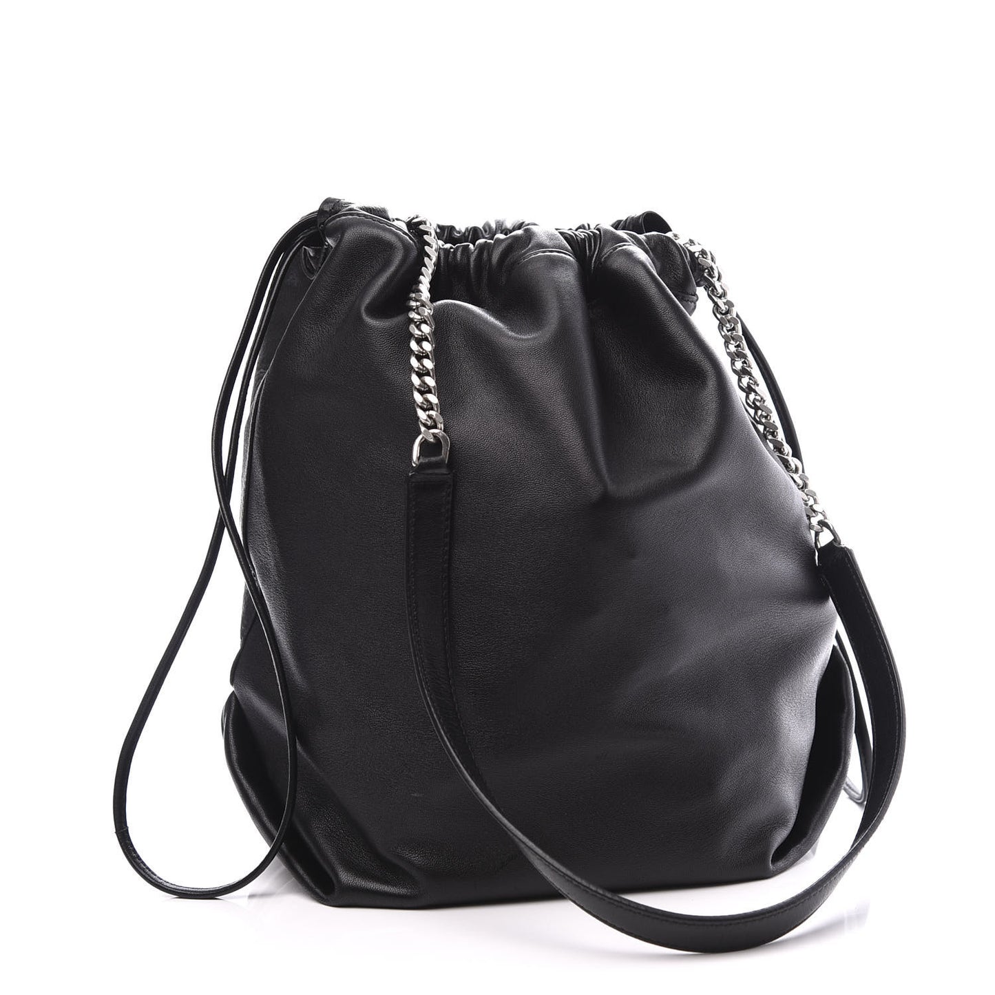 Lambskin Teddy Drawstring Bag Black