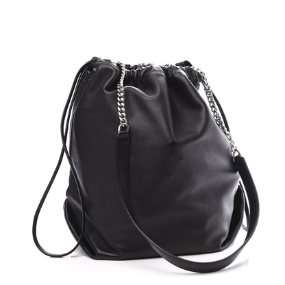 Saint Laurent Lambskin Teddy Drawstring Bag Black 3 of 13