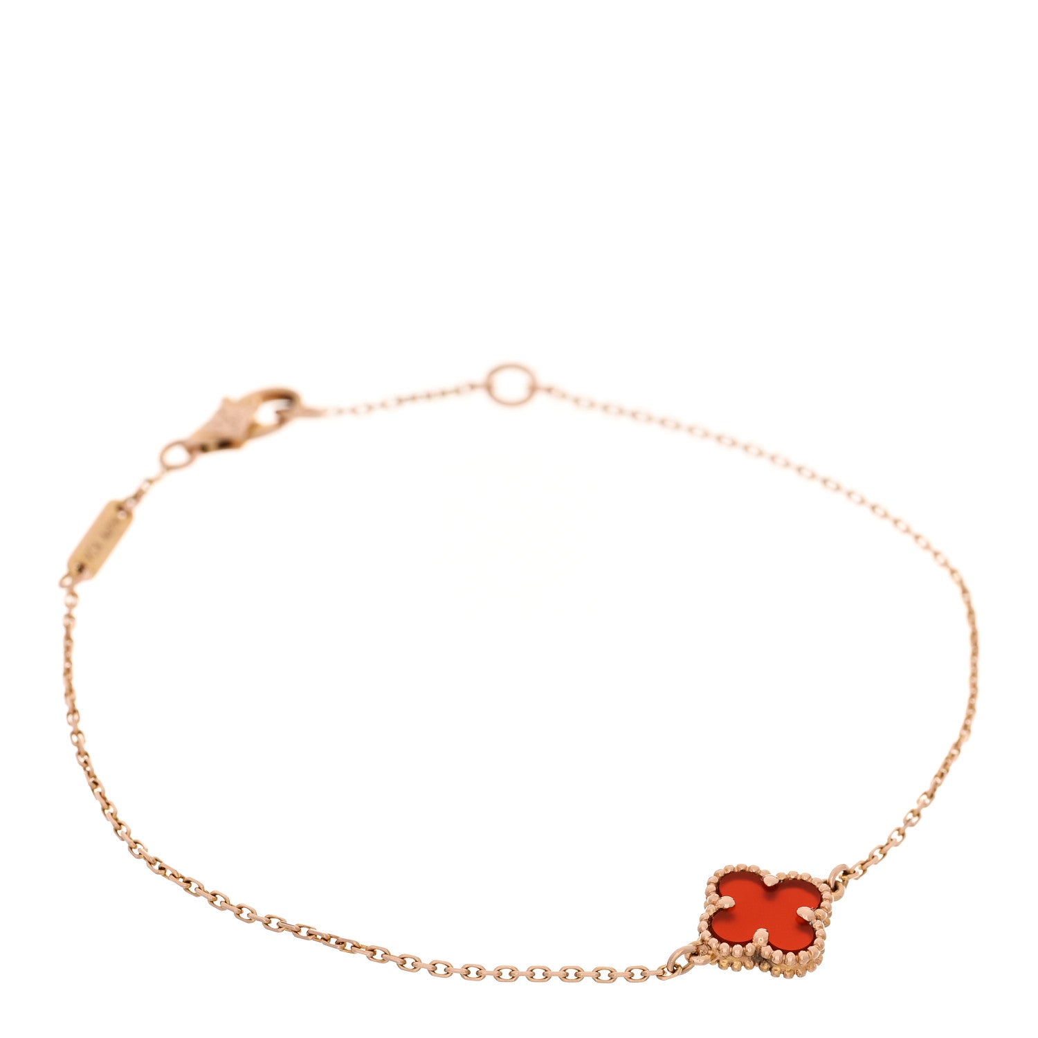 Van Cleef & Arpels 18K Rose Gold Carnelian Sweet Alhambra Bracelet 1 of 5