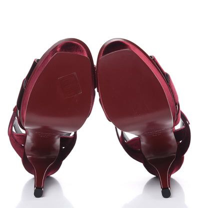 Saint Laurent Velvet Tribute 105 Platform Sandals 38.5 Burgundy 5 of 10
