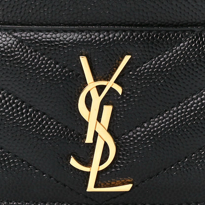 Saint Laurent Grain De Poudre Matelasse Chevron Monogram Credit Card Case Black 8 of 12