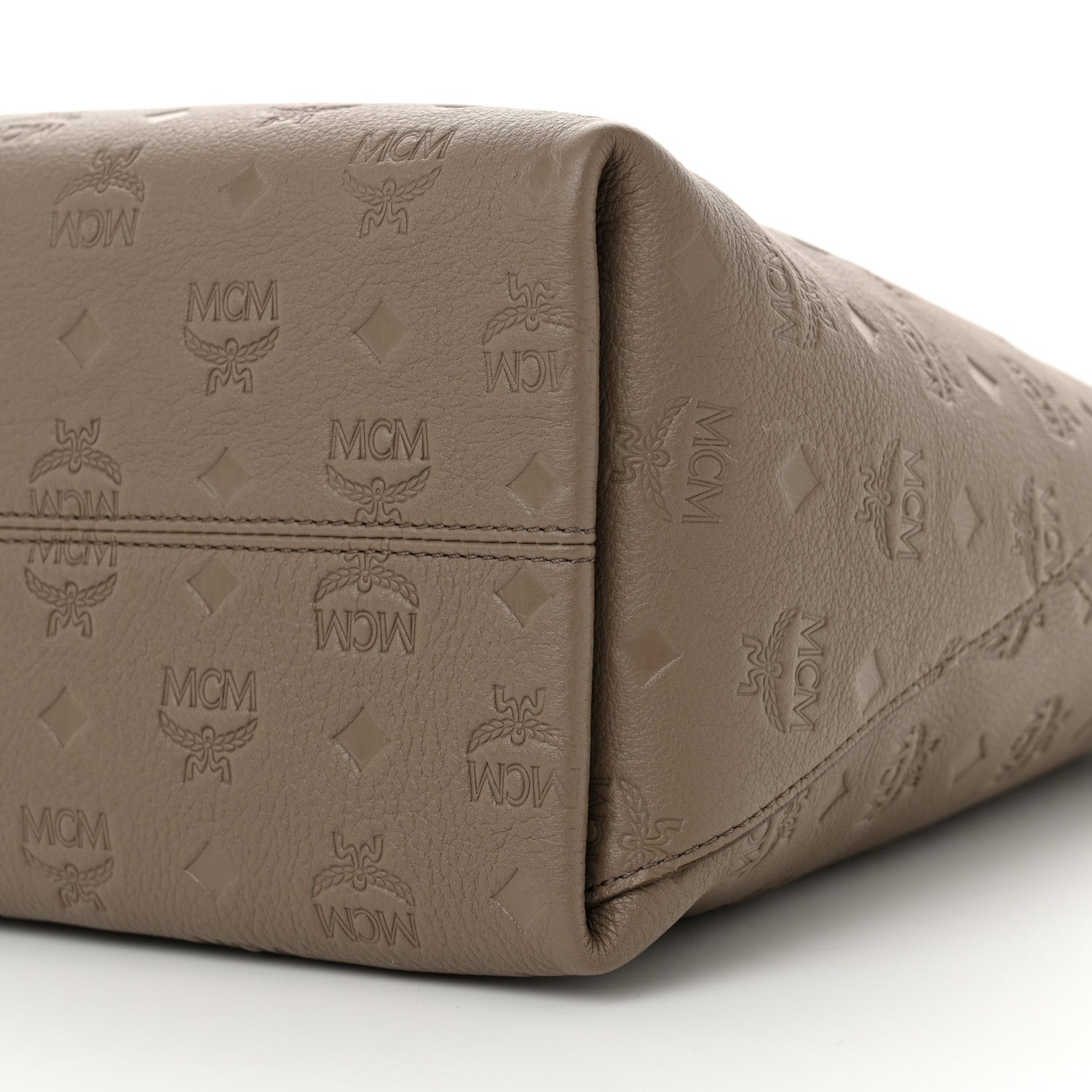 MCM Calfskin Ottomar Monogram Medium Klara Shopper Tote Dove 9 of 9