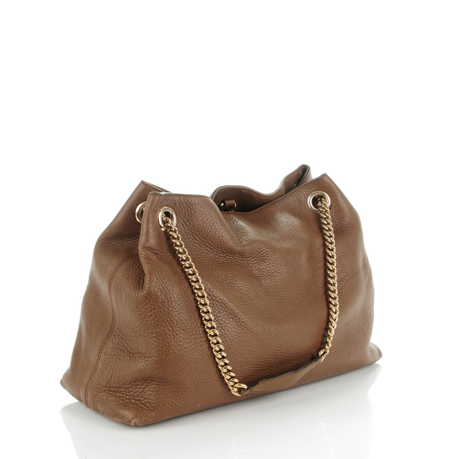 Gucci Pebbled Calfskin Medium Soho Chain Shoulder Bag Maple Brown 3 of 9