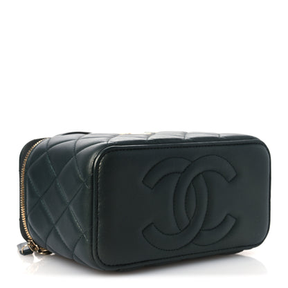 Chanel Iridescent Lambskin Quilted Small Top Handle Vanity Case With Chain Green 4 of 10