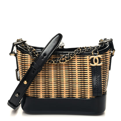 Chanel Rattan Calfskin Small Gabrielle Hobo Beige Black 1 of 11