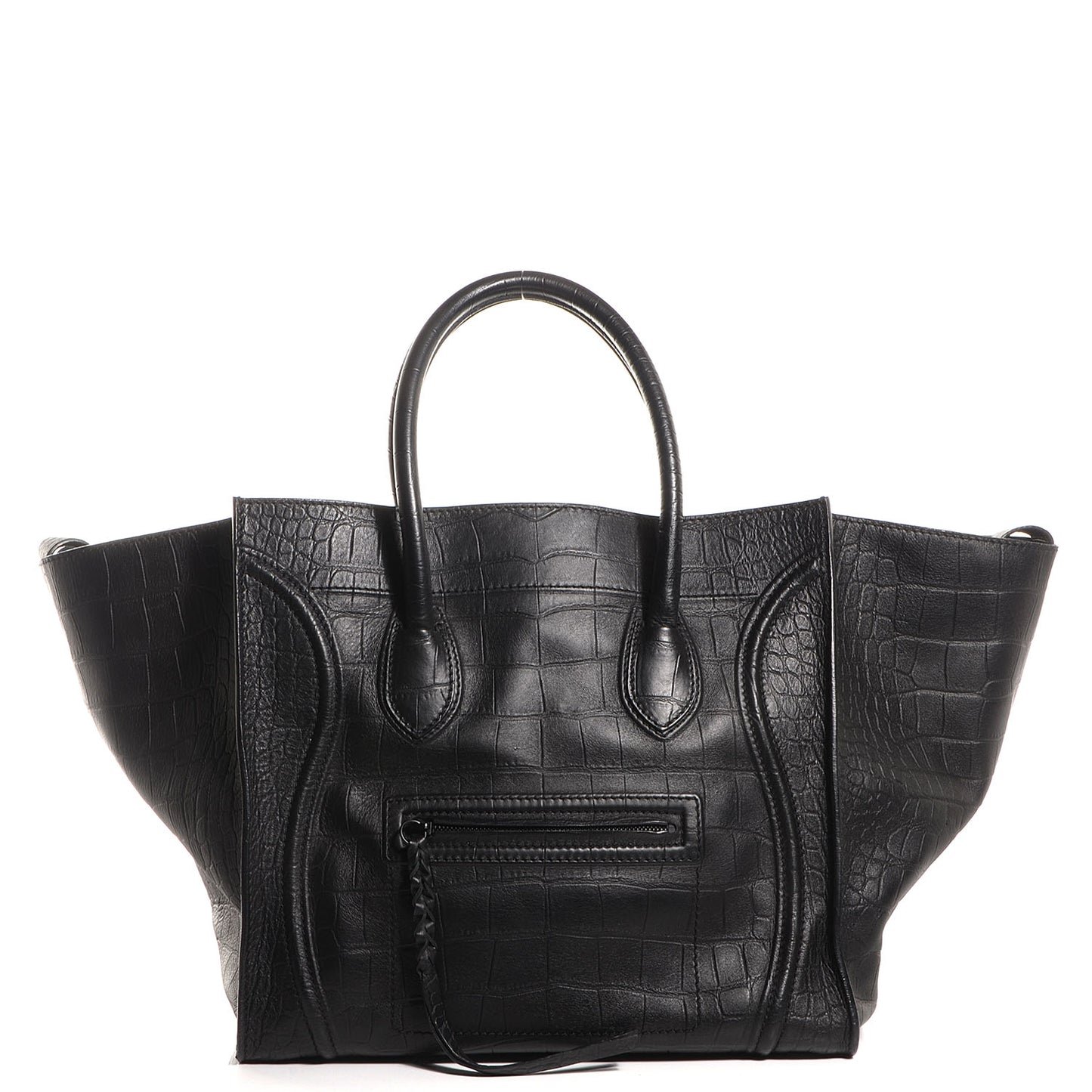 Crocodile Embossed Large Phantom Luggage Black