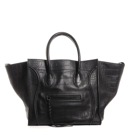 Celine Crocodile Embossed Large Phantom Luggage Black 1 of 7