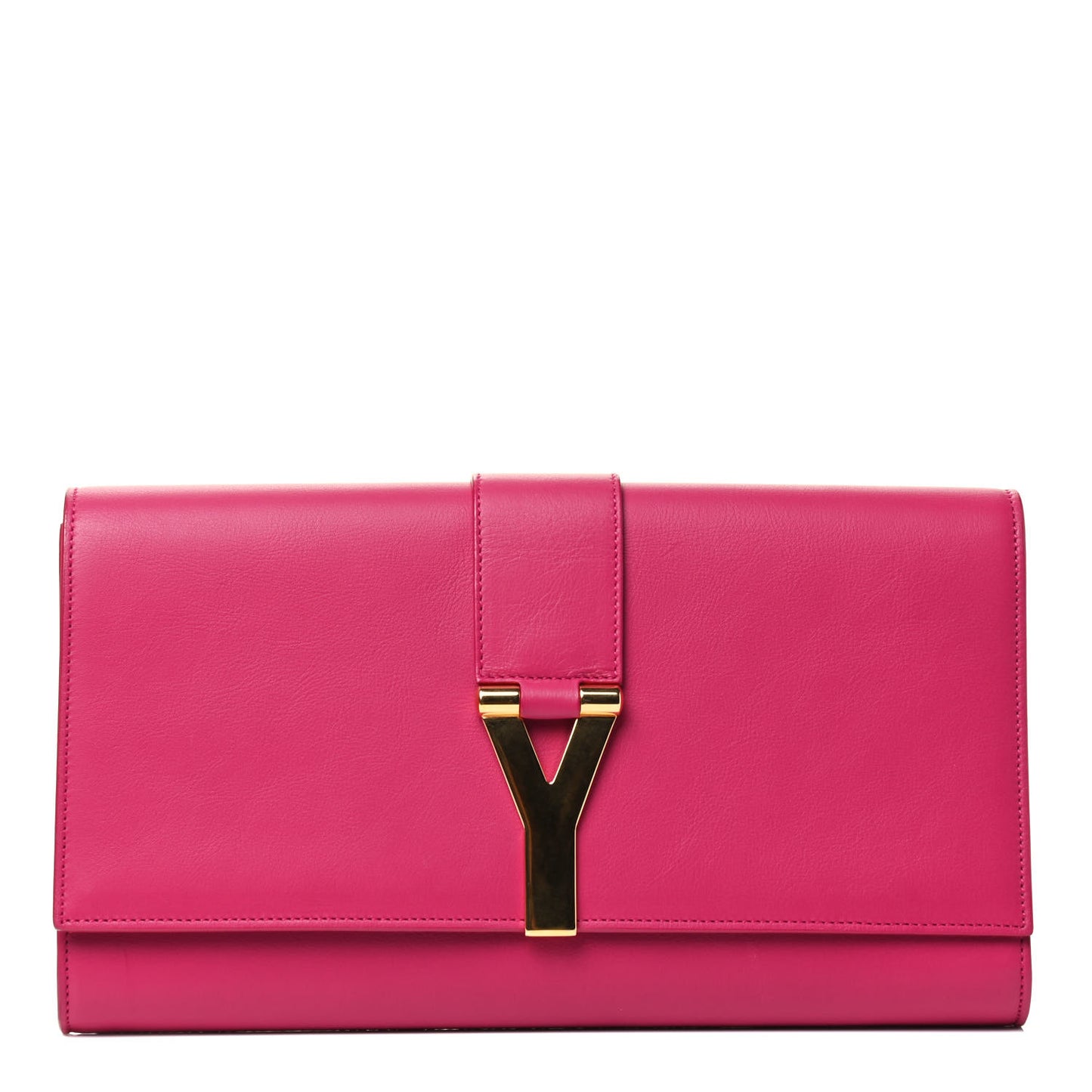 Calfskin Classic Y Ligne Clutch Fuchsia