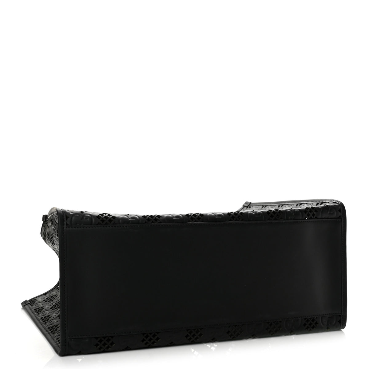 Calfskin GG Monogram Diamond Cut Medium Ophidia Tote Bag Black