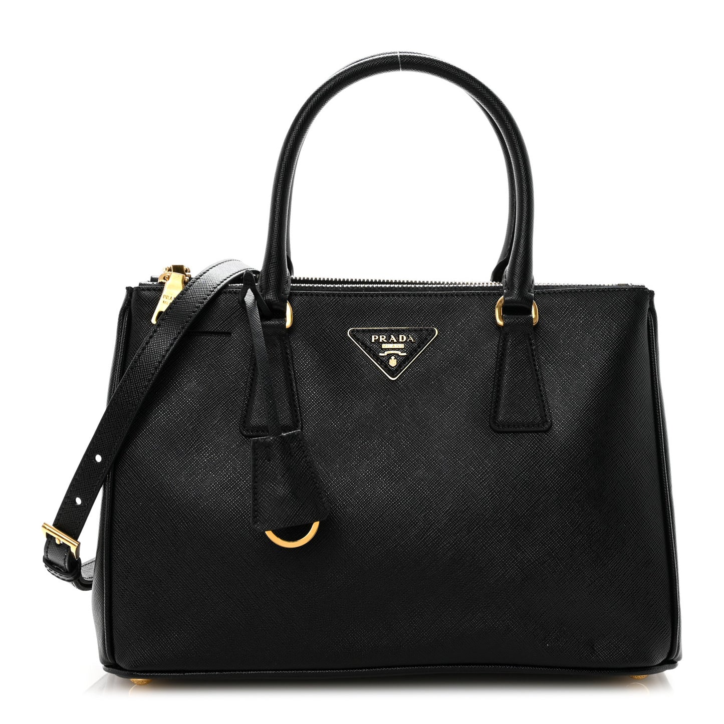 Saffiano Small Galleria Double Zip Tote Black