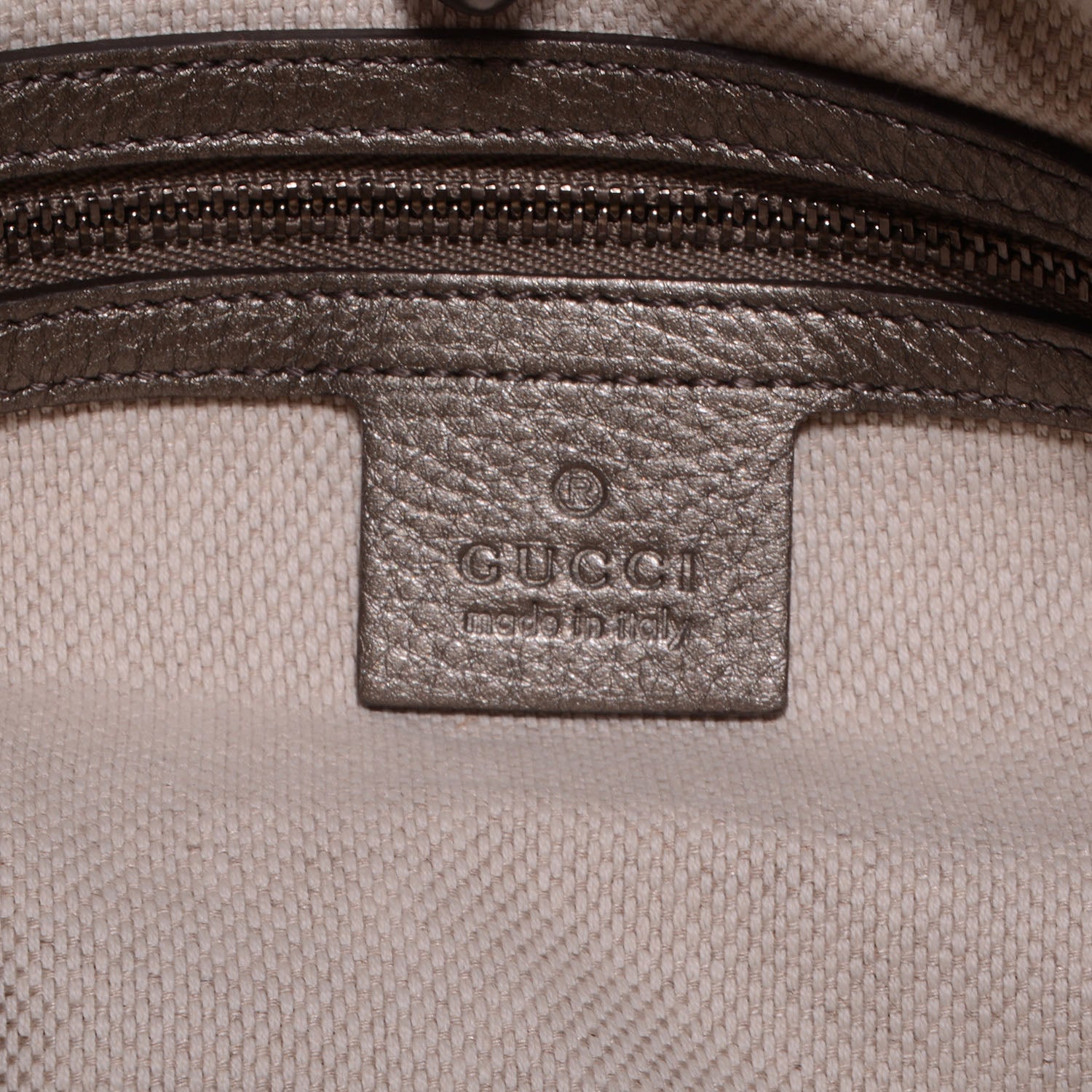 Gucci Metallic Pebbled Calfskin Medium Soho Chain Shoulder Bag Sasso 6 of 7
