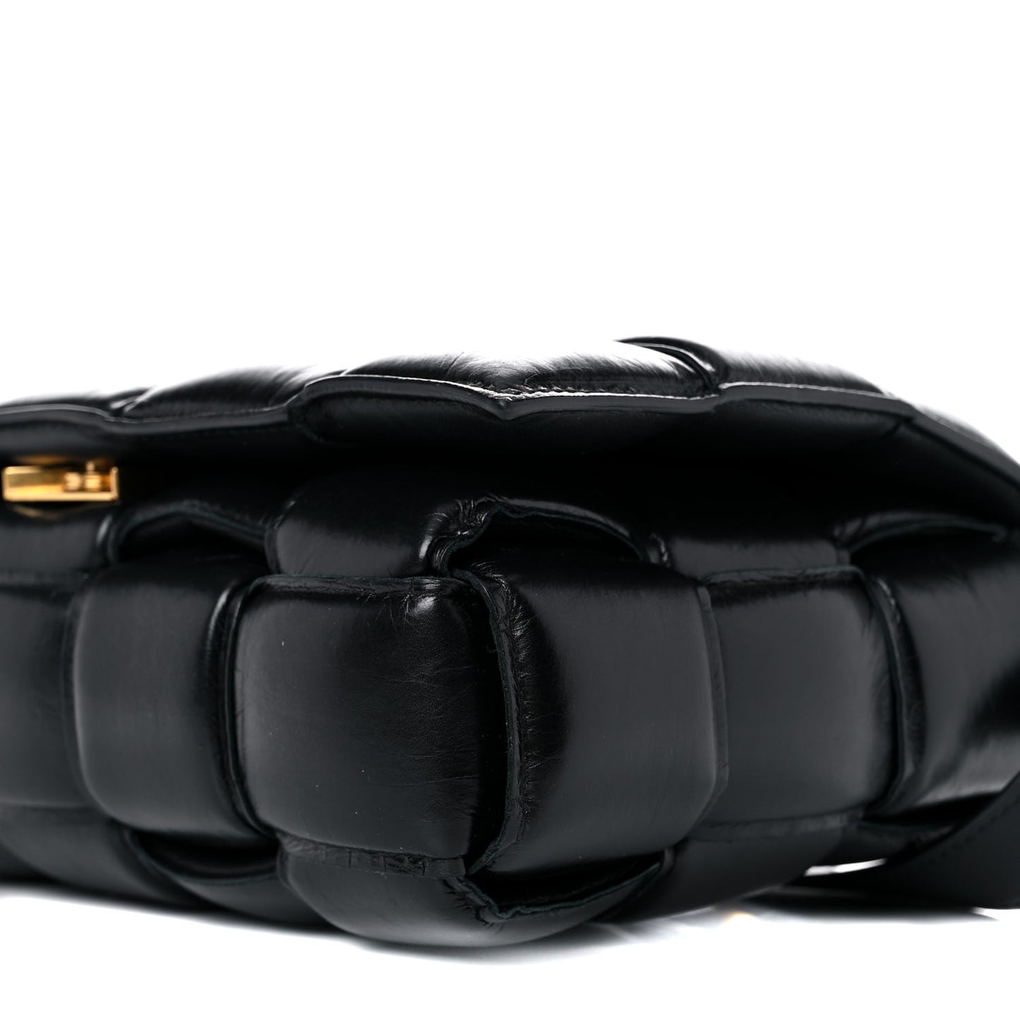 Paper Calfskin Maxi Intreccio Padded Cassette Crossbody Bag Black