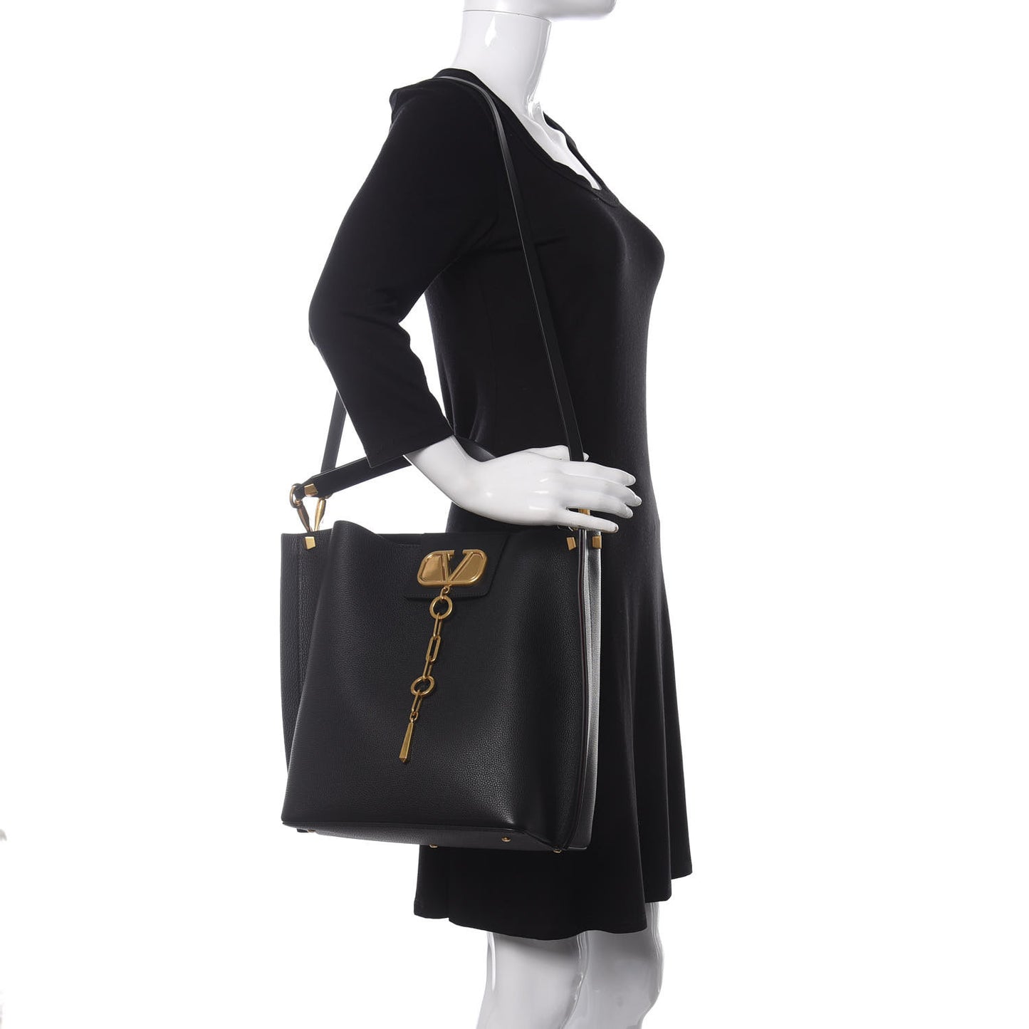 Grainy Calfskin Escape Hobo Bag Black