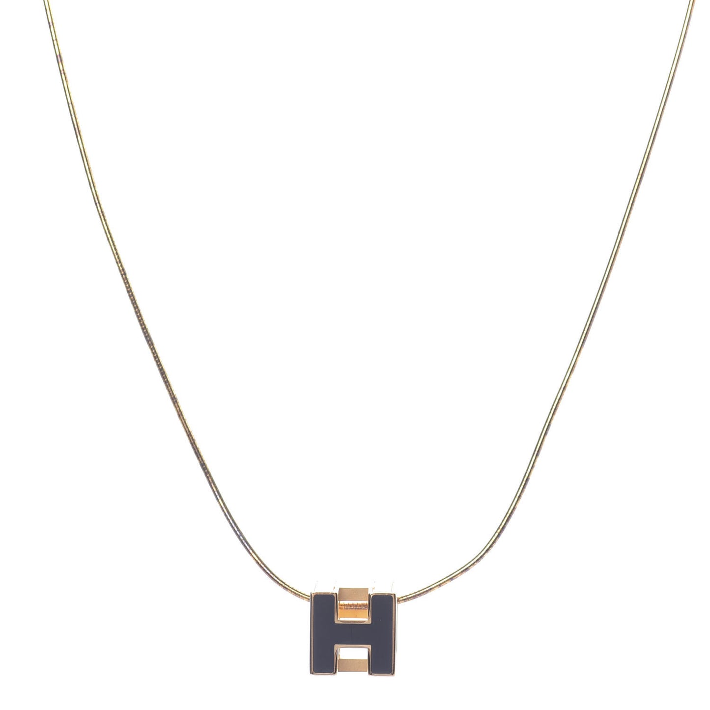 Gold Lacquered Cage d'H Pendant Necklace Black