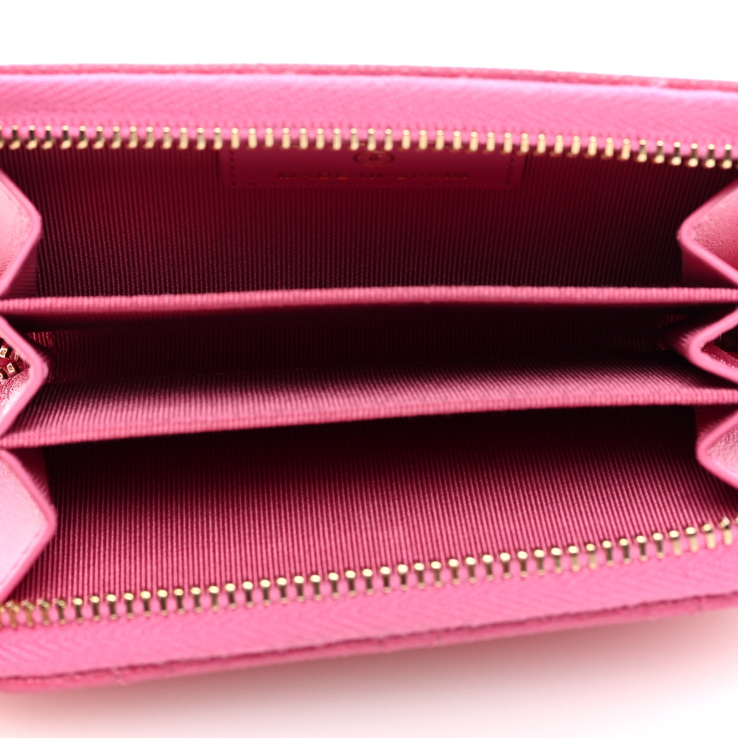 Caviar Quilted Zip Coin Purse Pink
