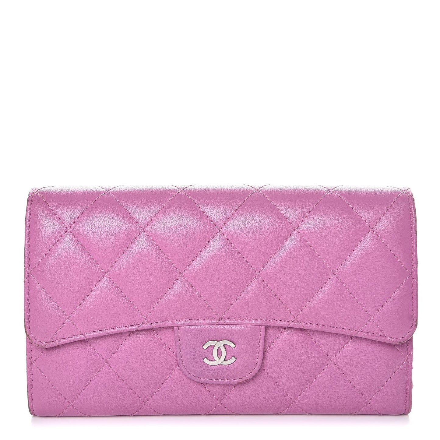 Lambskin Quilted Large Flap Wallet Violet