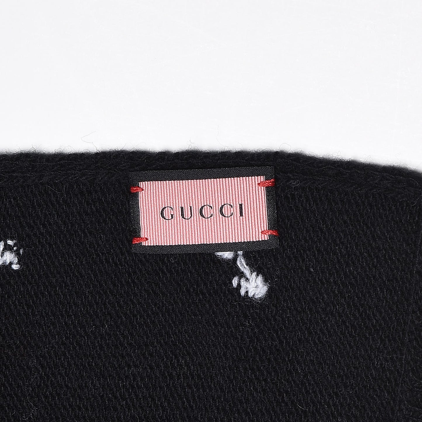 Wool Tricot GG Hamlet Scarf Black White