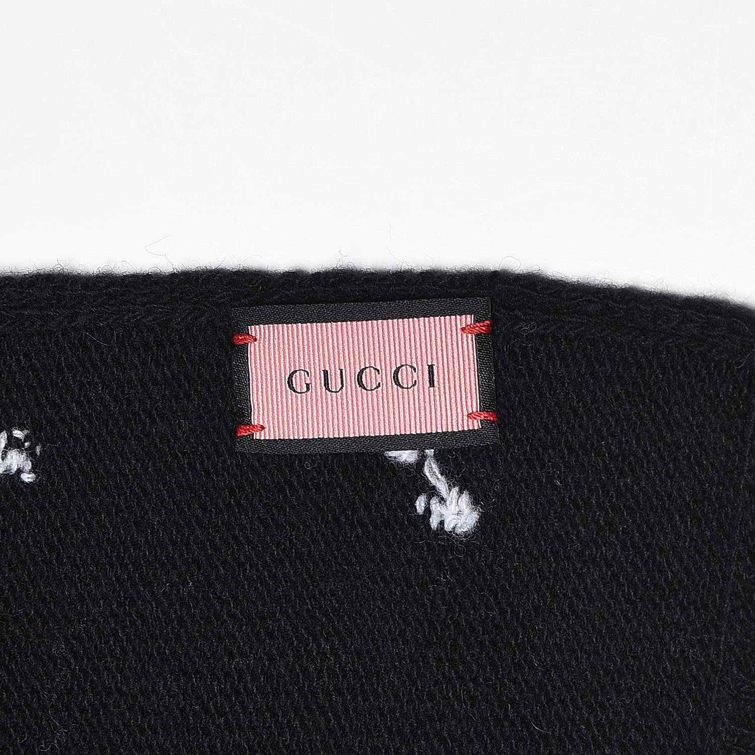 Gucci Wool Tricot GG Hamlet Scarf Black White 4 of 5
