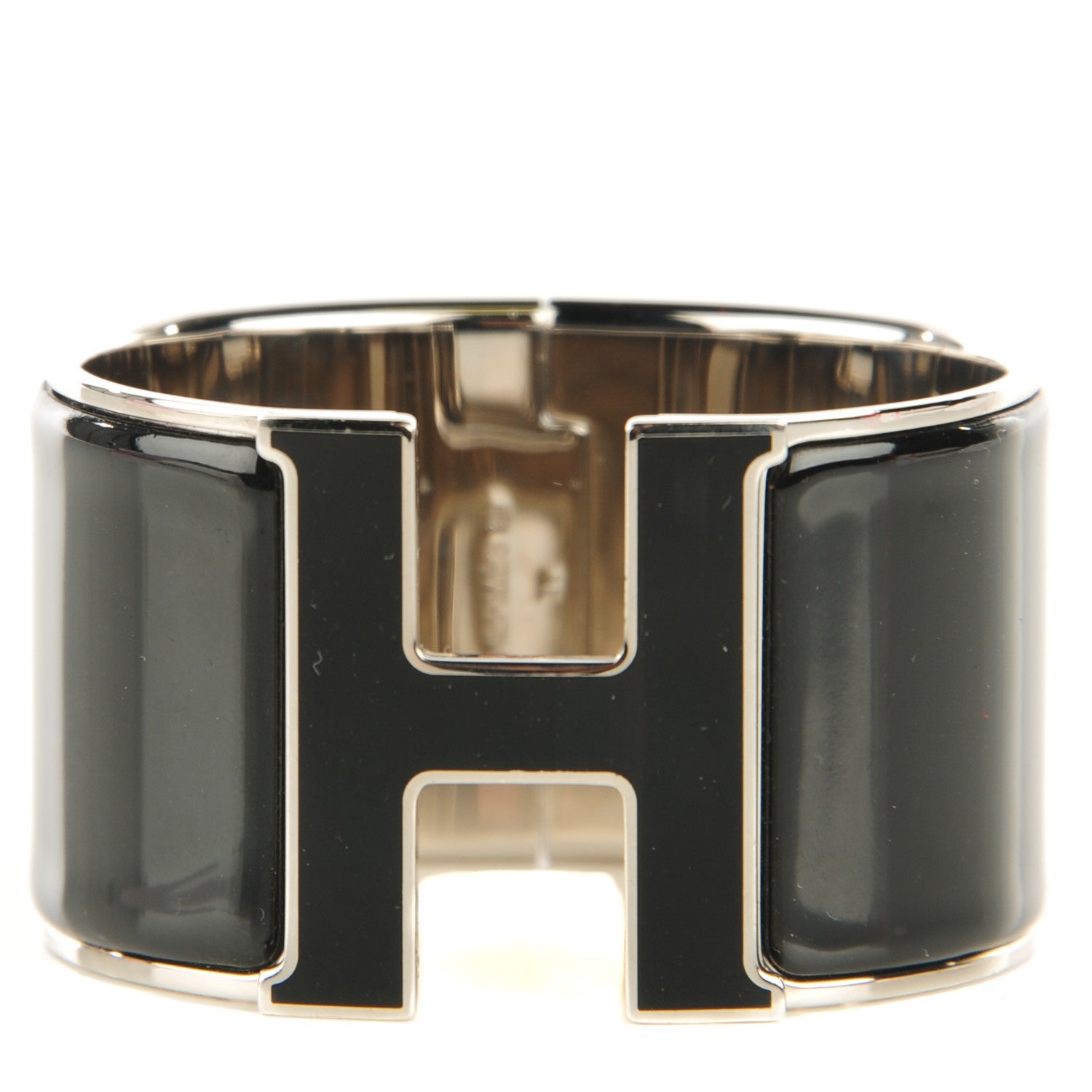 Hermes Enamel Extra Wide Clic H Bracelet PM Black 1 of 7