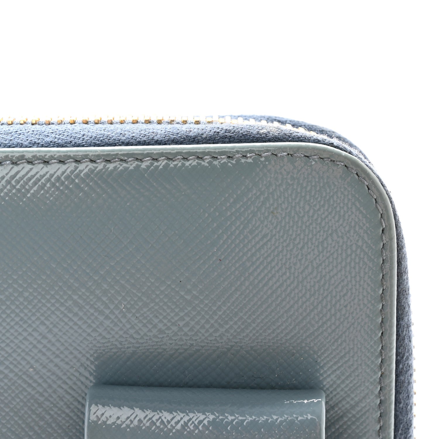Prada Saffiano Vernice Fiocco Bow Zip Around Wallet Fiordaliso 13 of 18