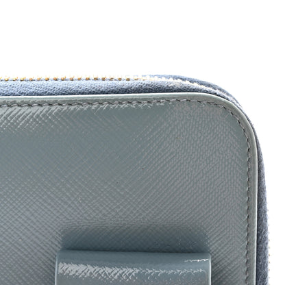 Prada Saffiano Vernice Fiocco Bow Zip Around Wallet Fiordaliso 13 of 18