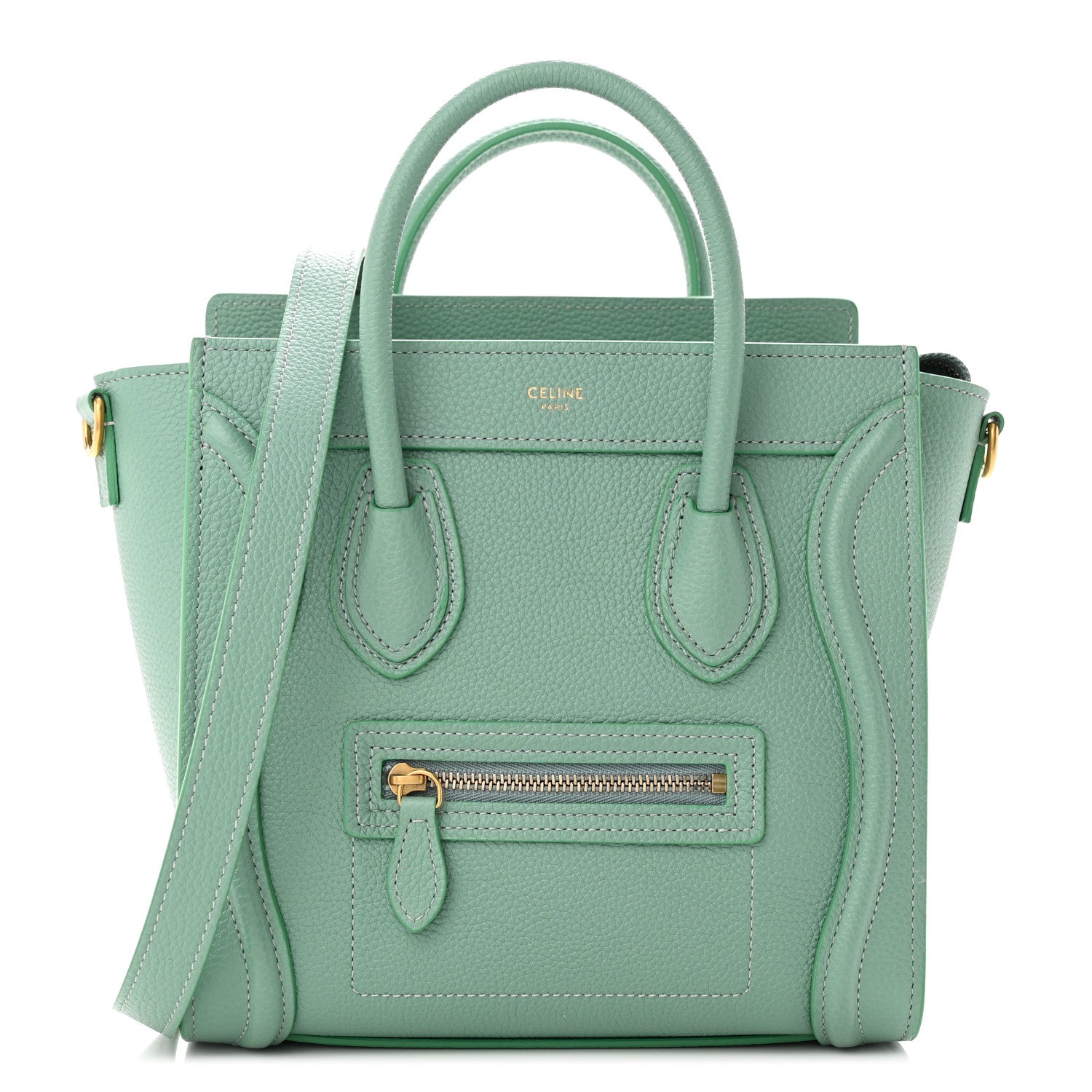 Celine Drummed Calfskin Nano Luggage Ice Mint 1 of 11