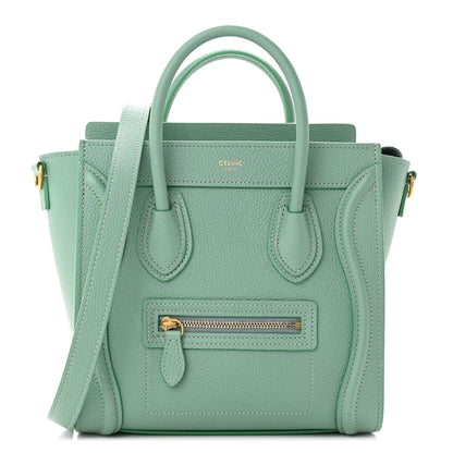 Celine Drummed Calfskin Nano Luggage Ice Mint 1 of 11