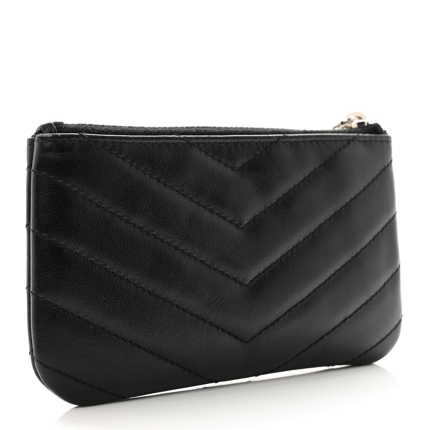 Calfskin Matelasse Monogram Key Pouch Black