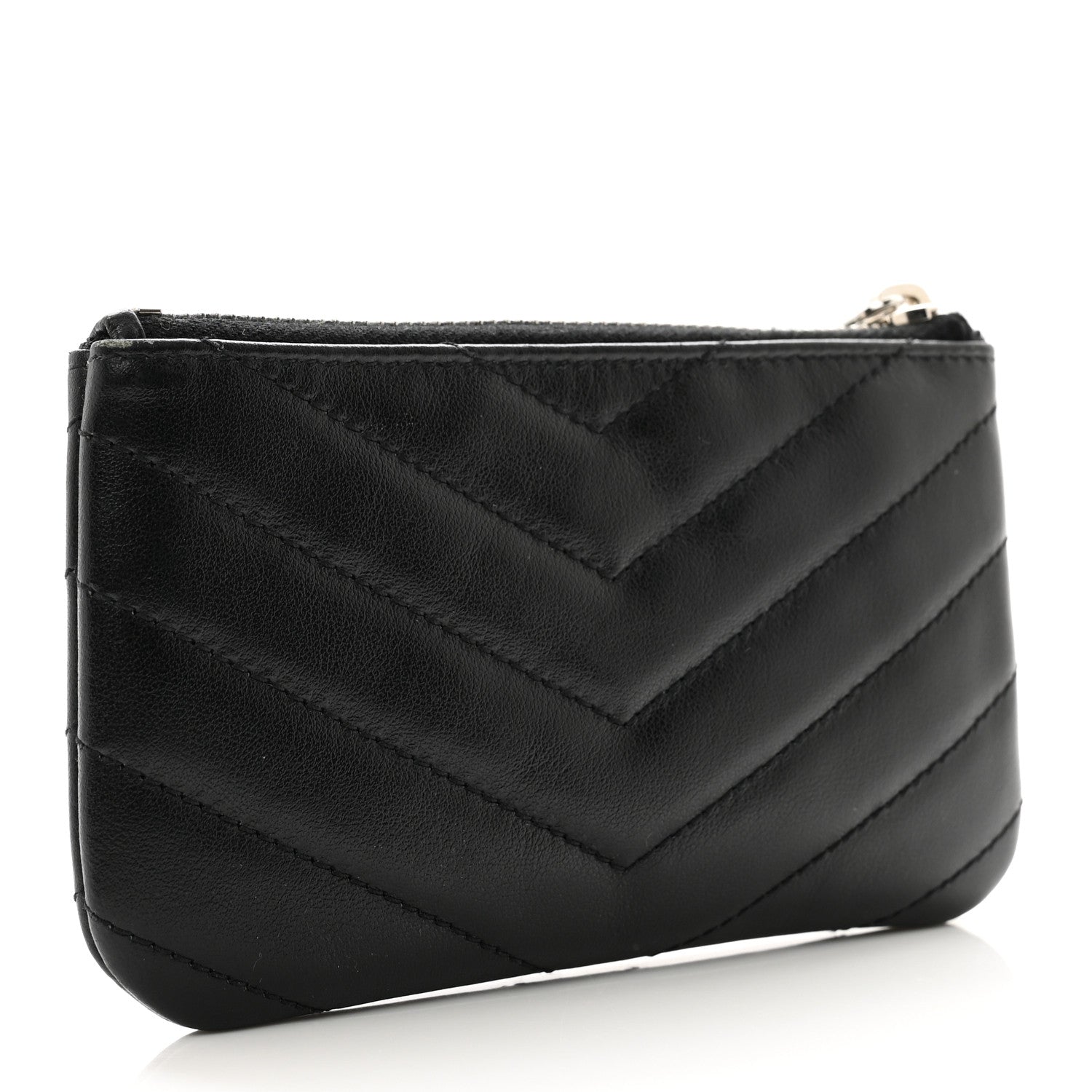 Saint Laurent Calfskin Matelasse Monogram Key Pouch Black 3 of 7