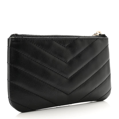 Saint Laurent Calfskin Matelasse Monogram Key Pouch Black 3 of 7