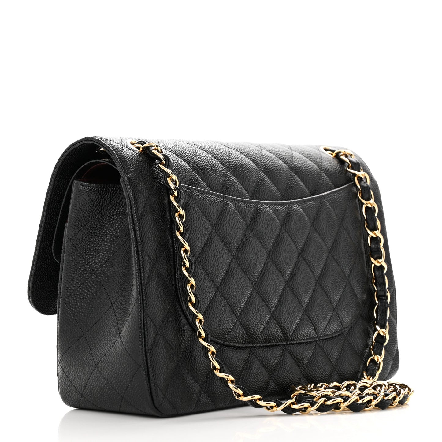 Caviar Quilted Jumbo Double Flap Black