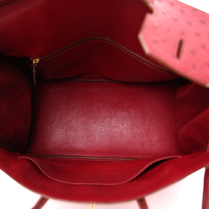 Hermes Ostrich HAC Birkin 32 Rouge Vif 4 of 12