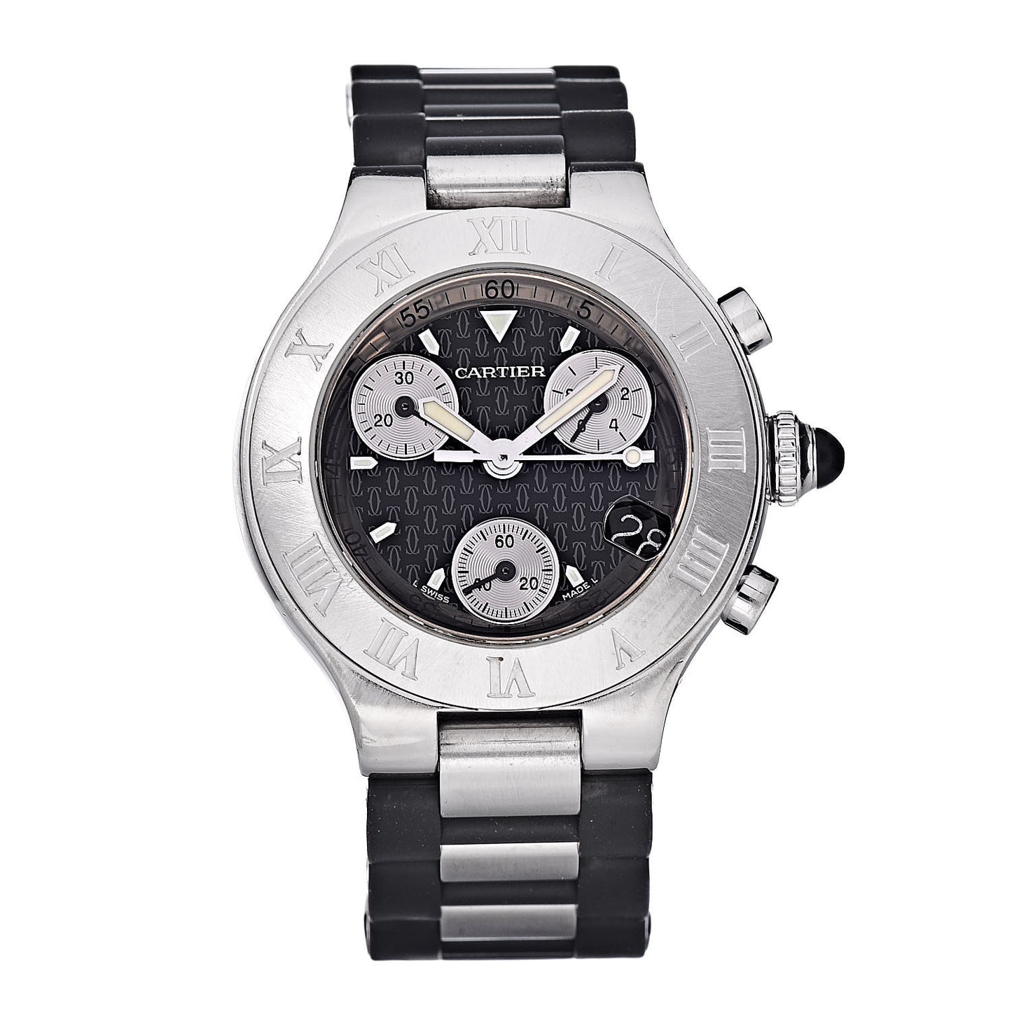 Stainless Steel Rubber 32mm Must 21 Chronoscaph Quartz Watch Black