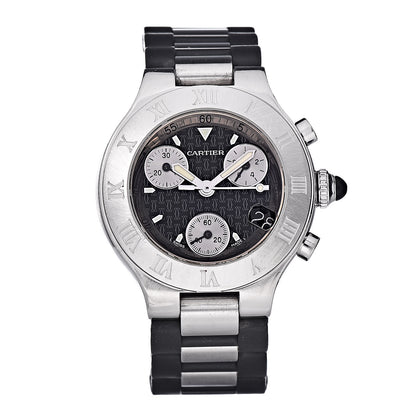 Cartier Stainless Steel Rubber 32mm Must 21 Chronoscaph Quartz Watch Black 1 of 7