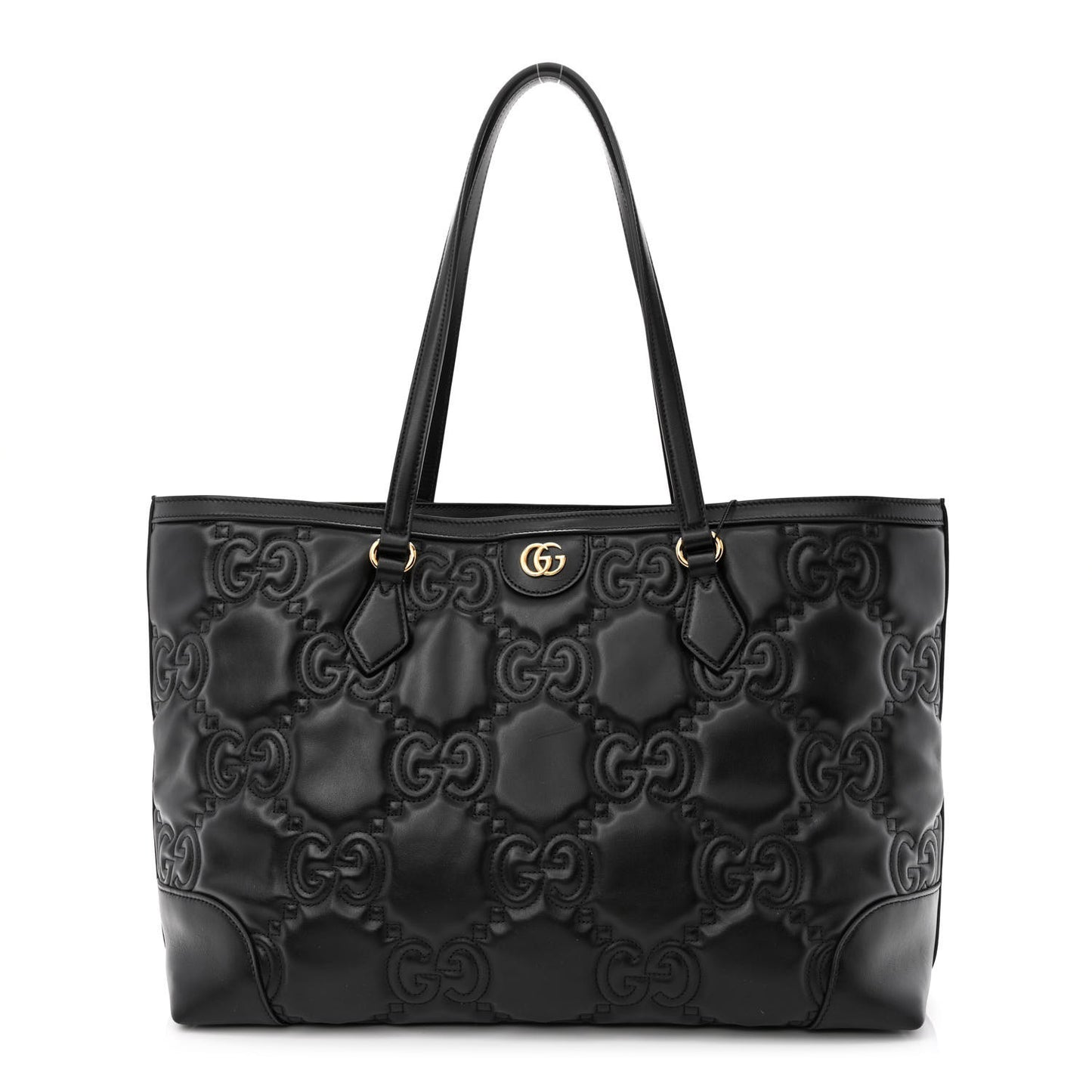 Calfskin GG Matelasse Medium Ophidia Shopping Tote Black