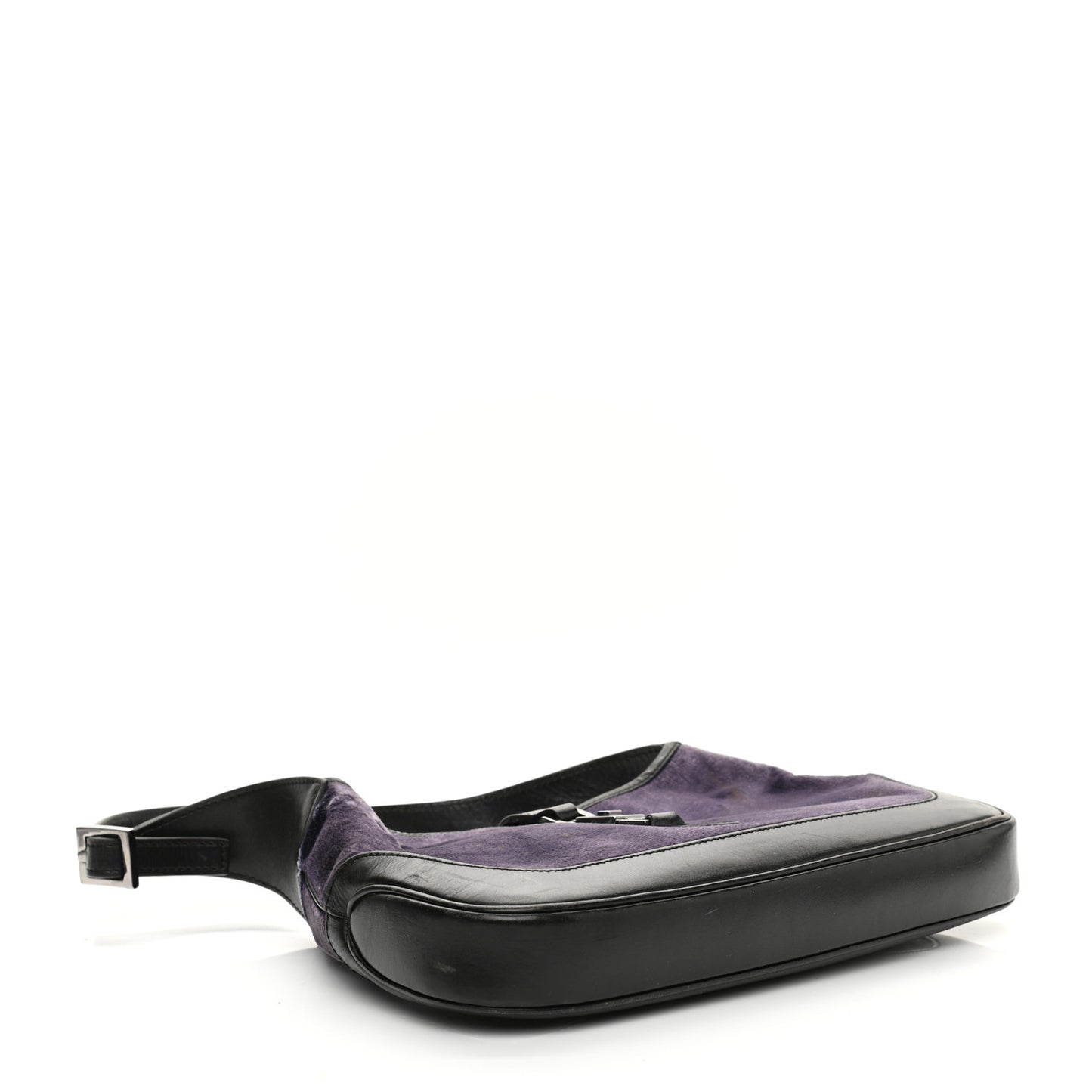 Velvet Calfskin Jackie O Hobo Purple Black