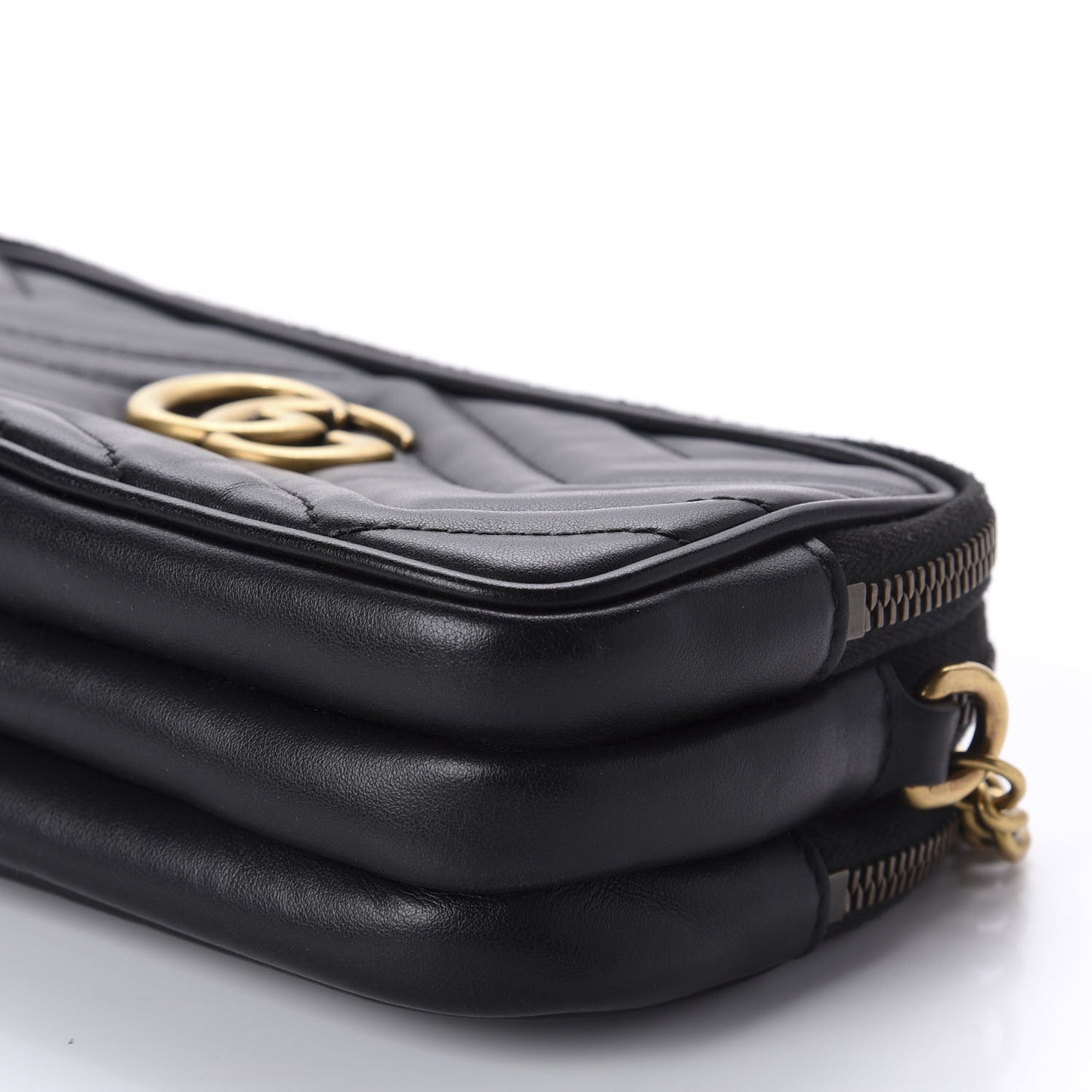 Calfskin Matelasse Mini GG Marmont Chain Crossbody Bag Black