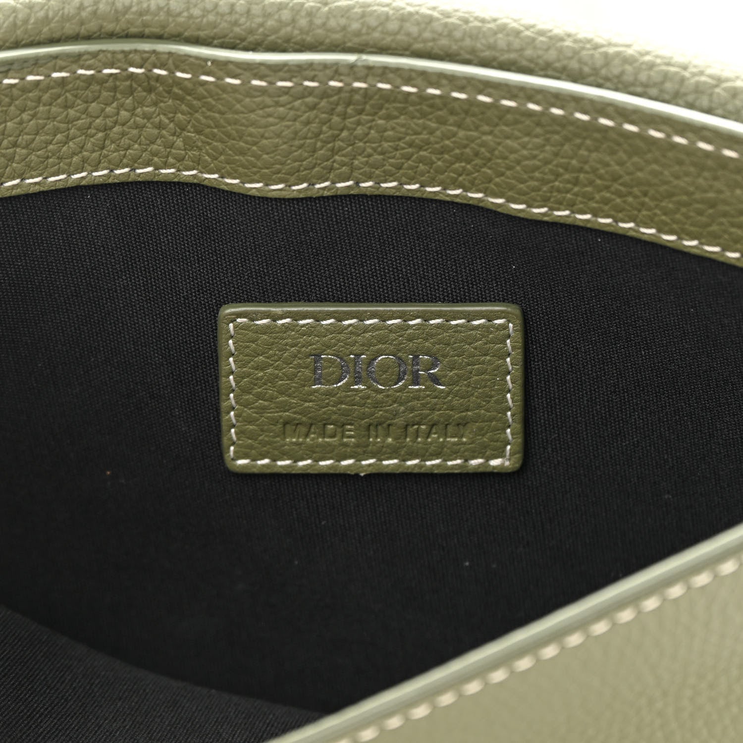 Christian Dior X KAWS Grained Calfskin Saddle Pouch Olive 6 of 13