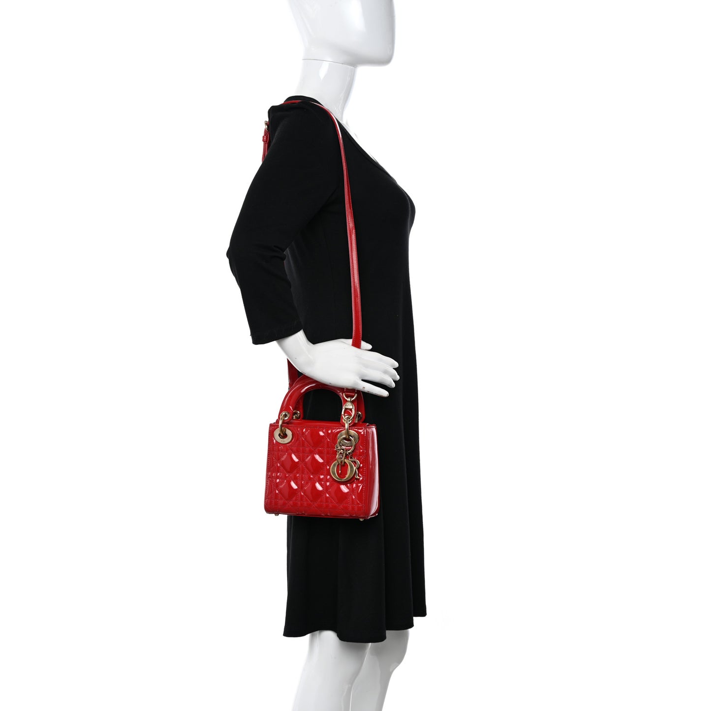 Patent Cannage Mini Lady Dior Red