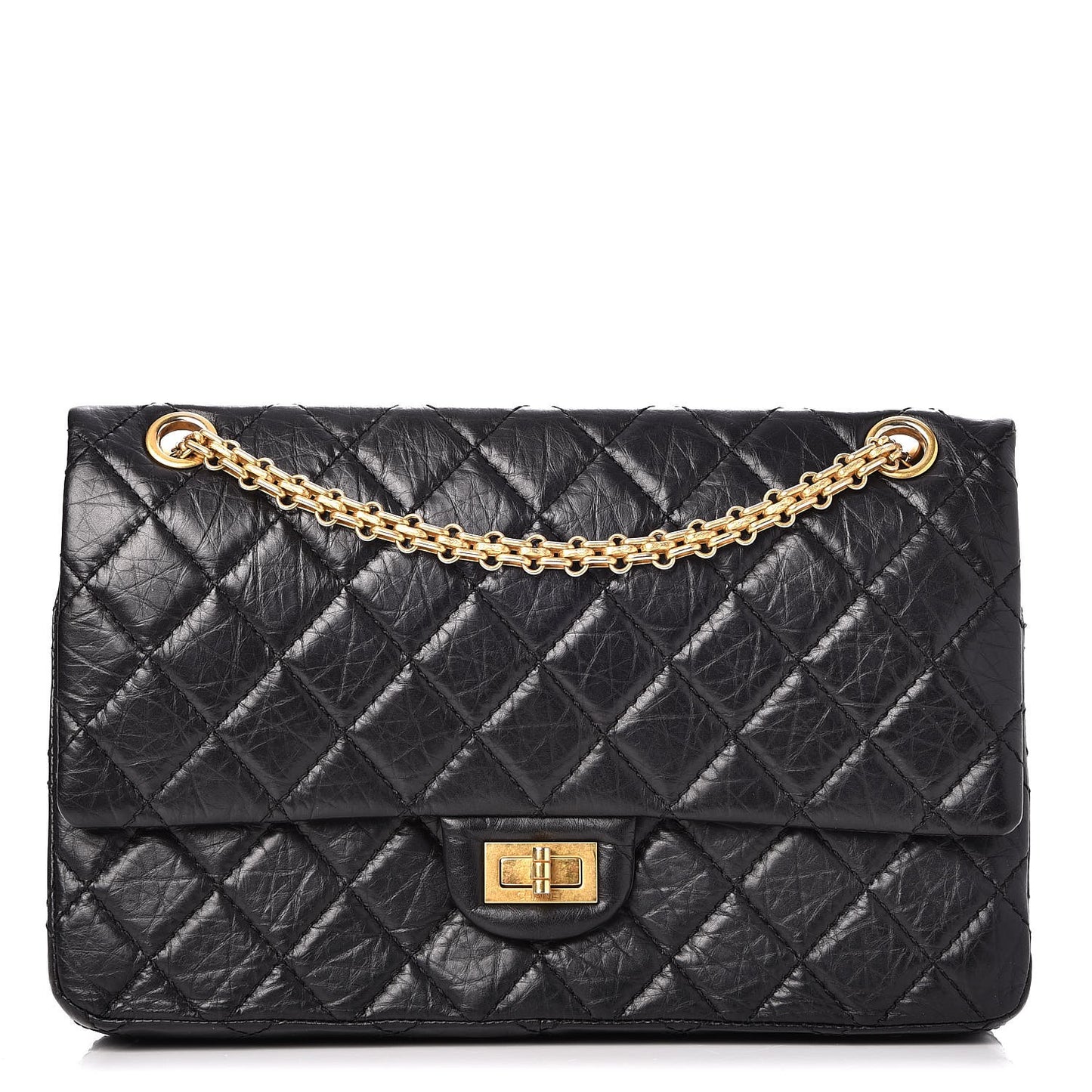 Aged Calfskin Quilted 2.55 Reissue 226 Flap Black